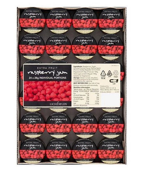 Lichfields Extra Fruit Raspberry Jam 24 x 28g – 1 x 24x28g
